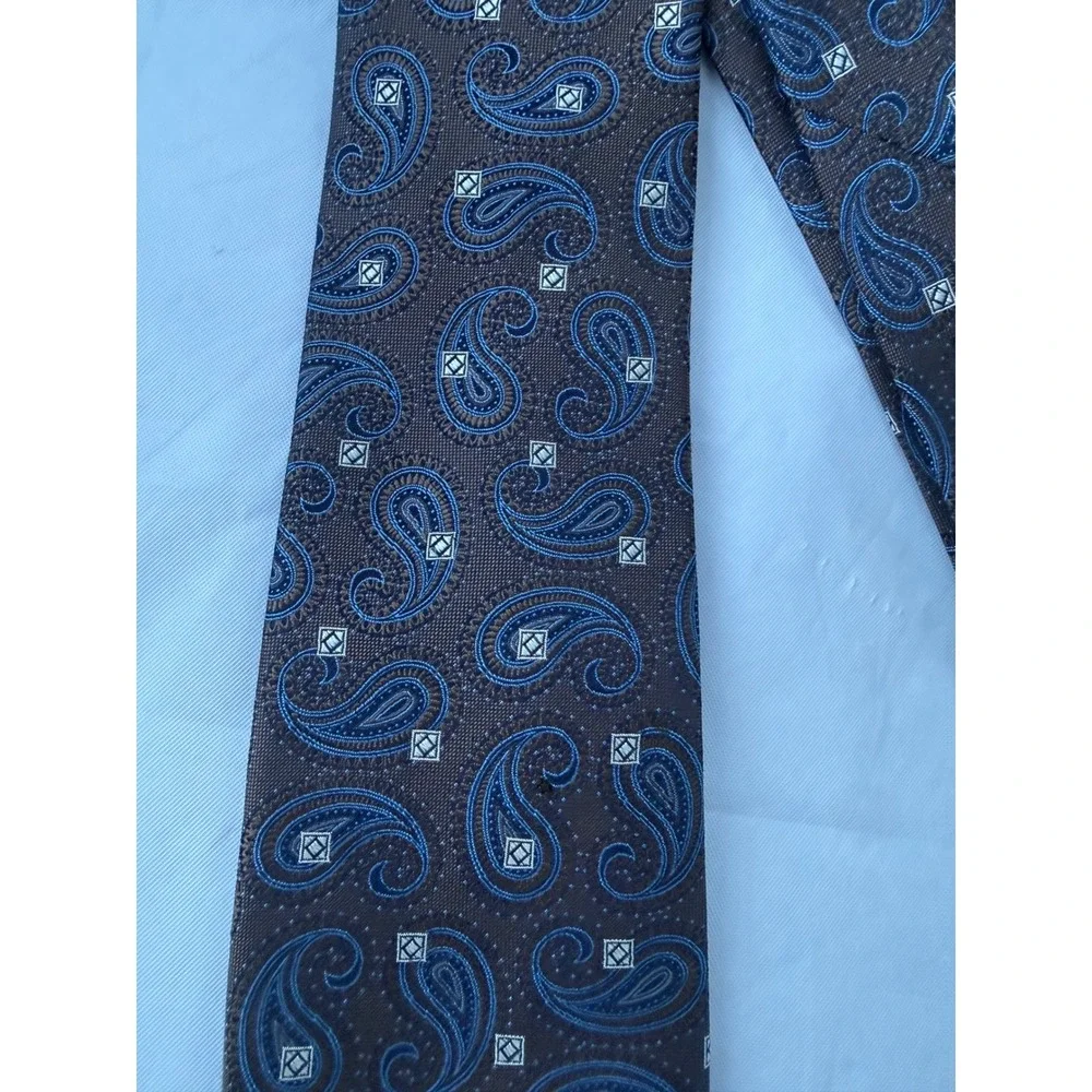 Jos. A. Bank Signature Collection Mens Silk Paisley Tie Brown Blue RN 31608